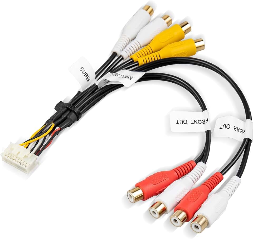 RED WOLF RCA Wiring Harness Cable Connector Stereo Radio for Alpine ILXW650 ILX-W650 ILX-W650E Front Rear Sub-w Rear View Camera Replace OME E2703004590 RCA Wire Plug Adapter