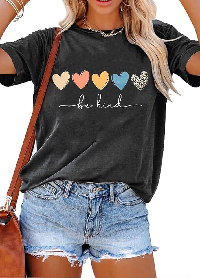 YEXIPO Womens Graphic Tees Short Sleeve Summer Tops Casual Cute T Shirts