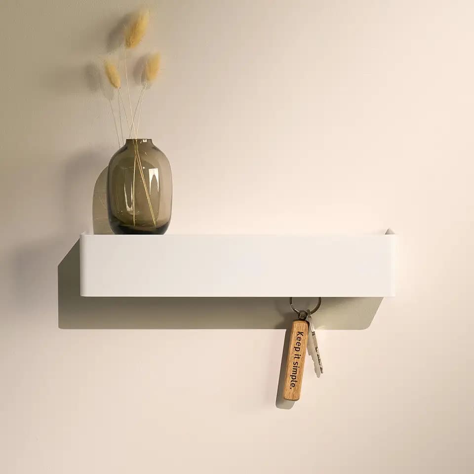 Designfabrik Hamburg Schlüsselbrett | Weiß | mit Ablage, Wandmontage