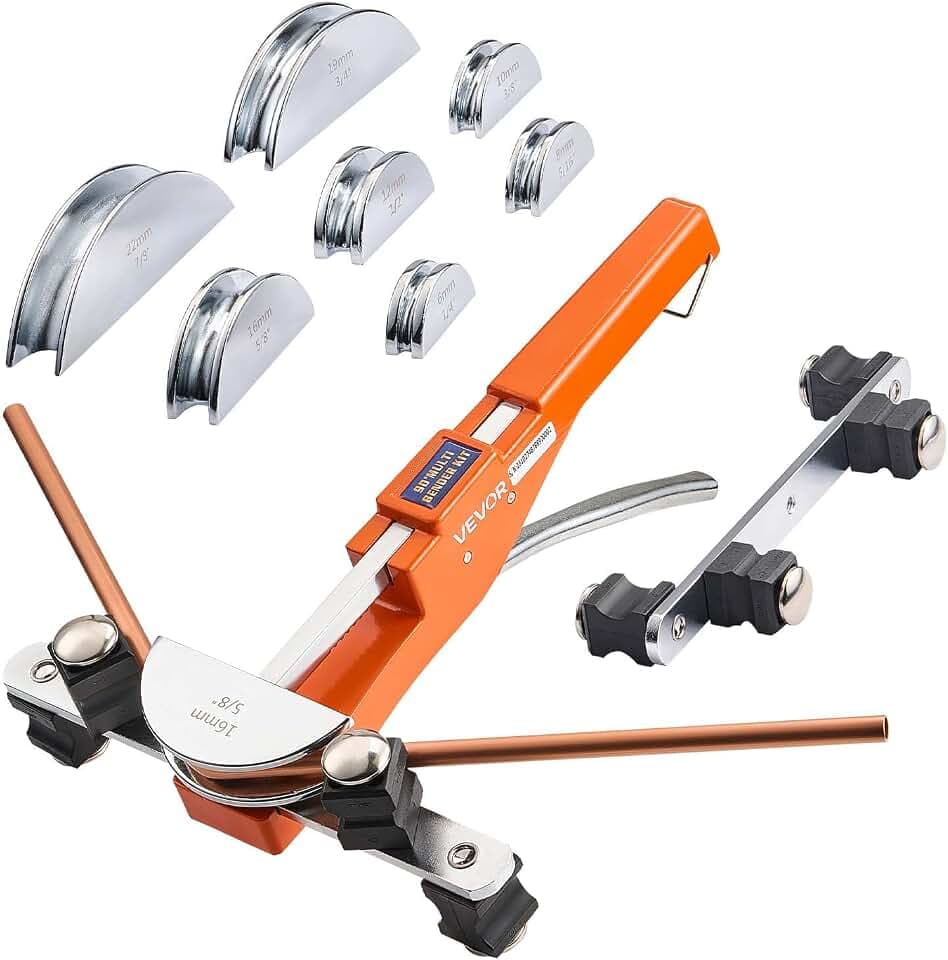 VEVOR Rohrbiegegerät, 6-22 mm, Rohrbieger bis 90°, Vorwärts, Handbiegewerkzeug, Biegemaschine mit 7 Aluminiumlegierungs-Backen, HLK-Werkzeuge, für die Wartung von Kupfer- & Aluminium-Kälteanlagen