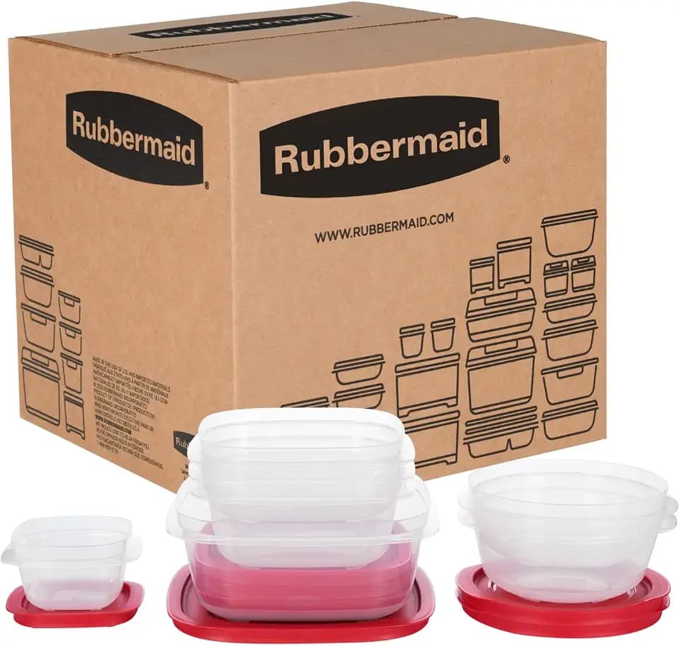 Rubbermaid EasyStore Square and Round Containers, 14-Piece Set, Food Storage Containers, Food Storage Containers with Lids