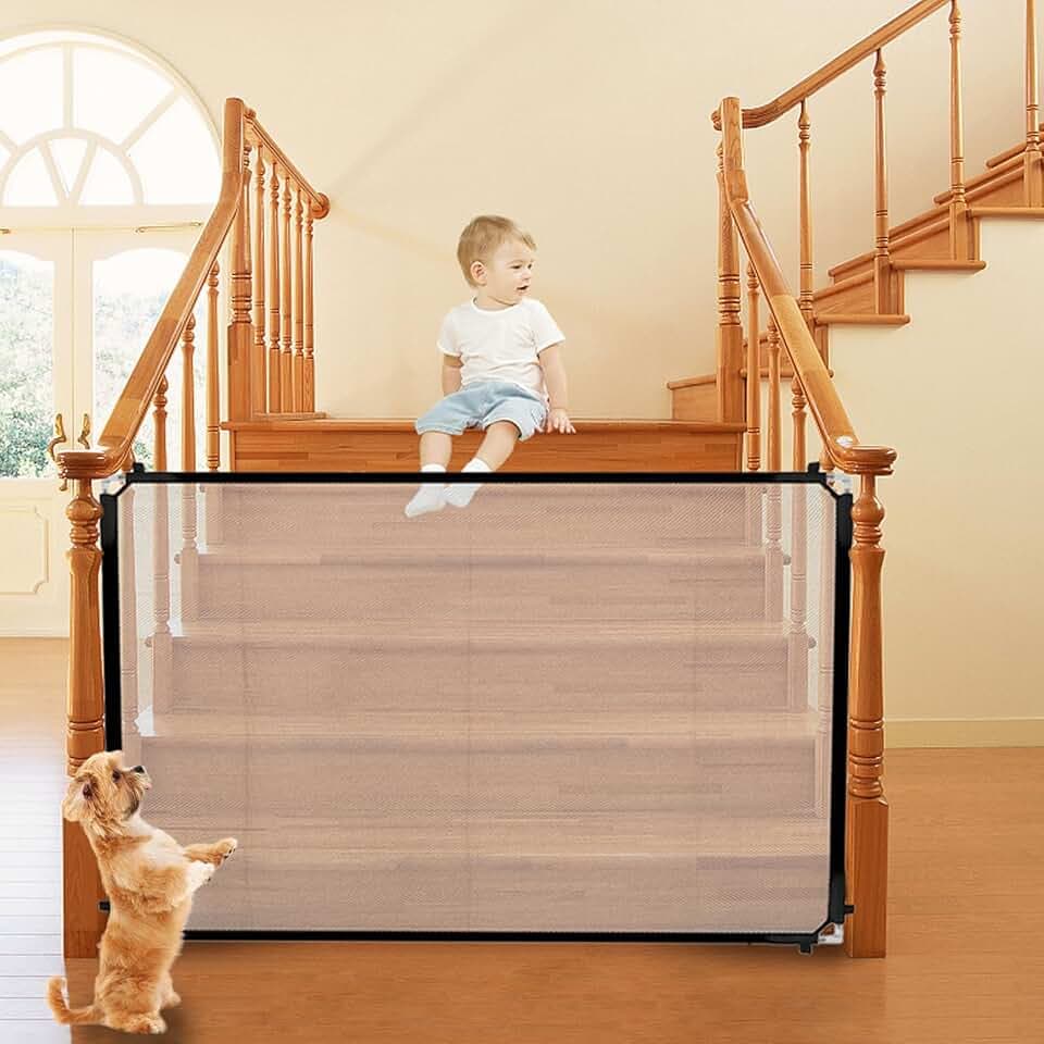 Türschutzgitter, FainFun 120 x 92cm Treppenschutzgitter Ohne Bohren, Absperrgitter Hund, Türgitter Katzen, Absperrgitter, Hundegitter Treppe, Faltbar