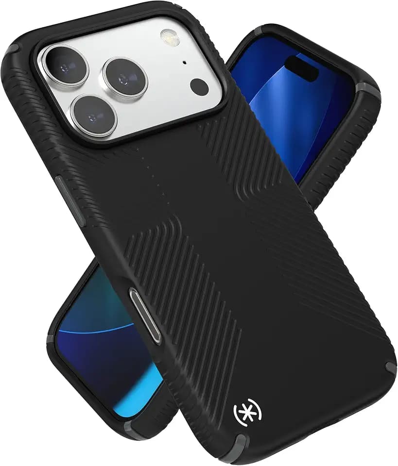 Speck PRESIDIO2 Grip for iPhone 17 and 18 Pro Case, MagSafe-Compatible, Slim Protective Case, Black/Slate Grey/White
