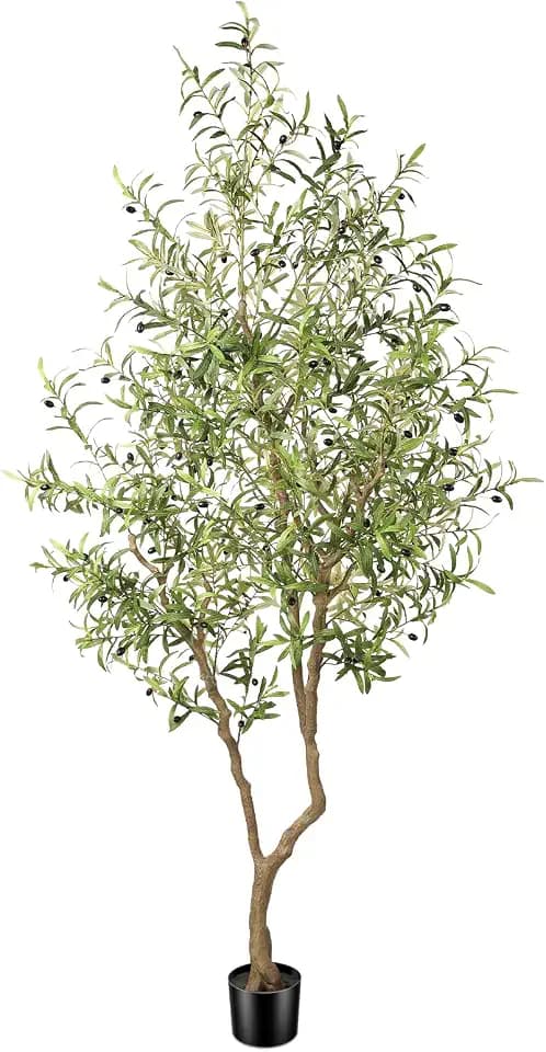 FEELEAD 8ft Faux Olive Tree - Realistic Large Olive Trees Artificial Indoor