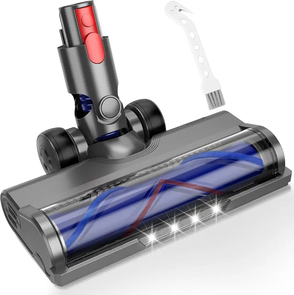 Bürste kompatibel mit Dyson V7 V8 V10 V11 V15 V8 Slim, Bodenbürste mit LED-Beleuchtung und Direktantrieb, Bodendüse mit Anti-Haarverwicklung, Leiser Betrieb, Einfache Montage - Weiß