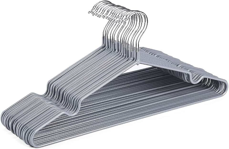 HOUSE DAY Kleiderbügel Platzsparend Kleiderbügel Metall Bügel Drahtbügel Kleiderbügel rutschfest Kleiderbüge Stabil Kleiderbügel Platzsparend Kleiderbügel Dünn Kleiderbügel Grau 20 Stück