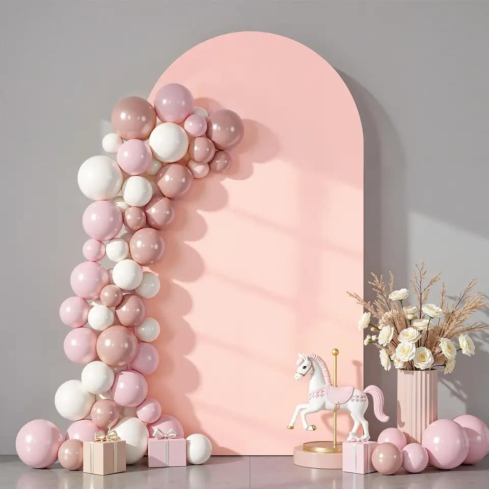 6 ft Arch Backdrop Cover Pale Pink - Double-Sided Spandex Arch Covers Stretchy Backdrop for Balloon Arches Birthday Party Baby Shower Banquet Wedding Photo Background