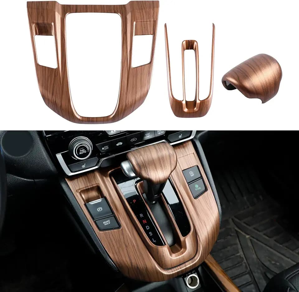 for Honda CRV 2017-2022 Accessories Interior Sticker Center Console Gear Shift Panel Decoration Shift Knob Cover Cap (Peach Wood)