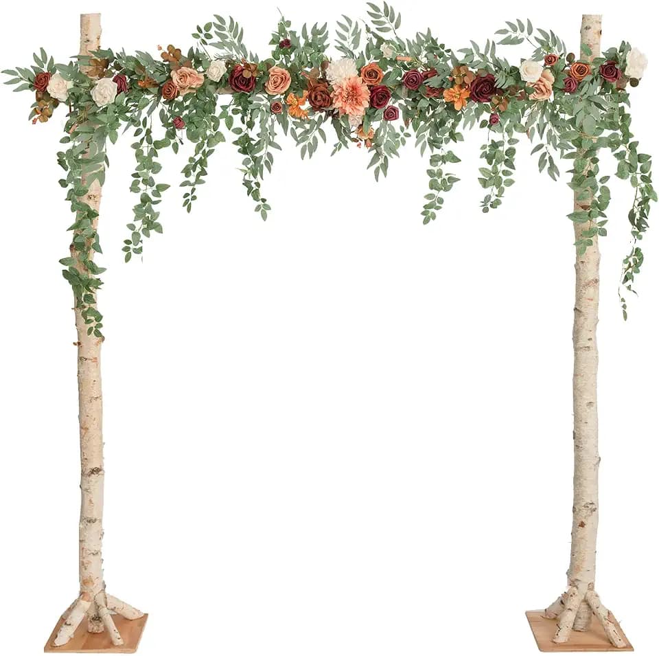Ling's Moment 6.5FT Wedding Arch Flower Garland, Fall Orange