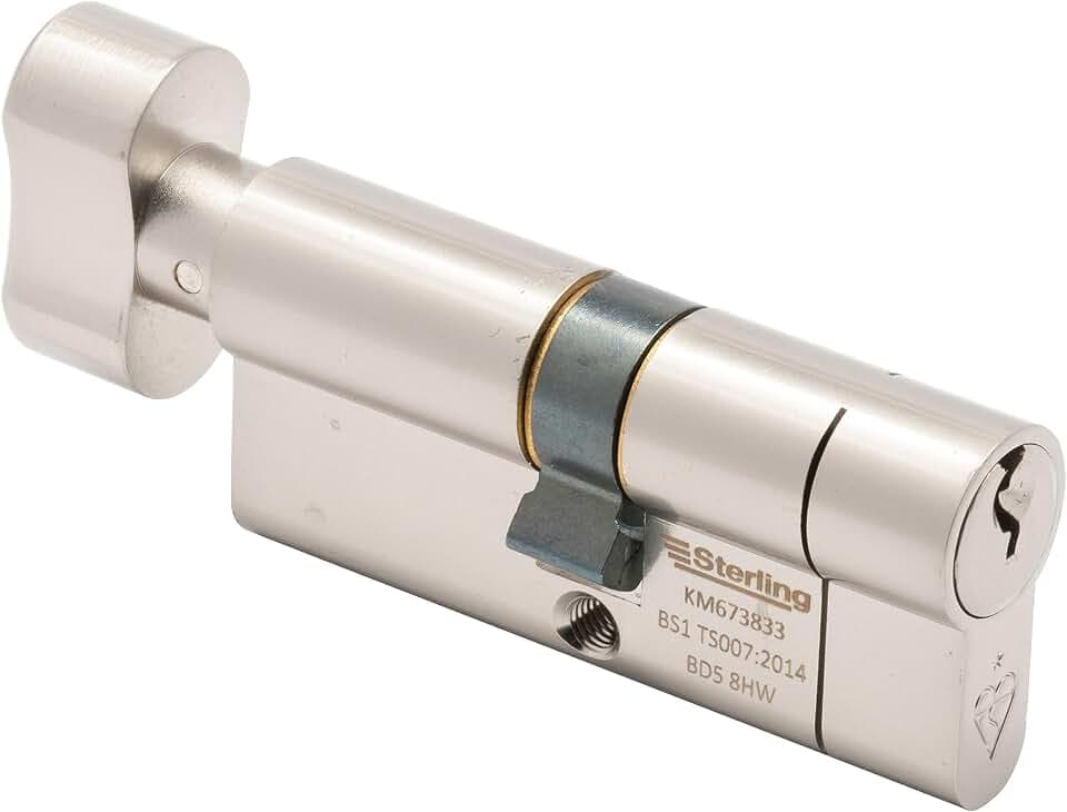Sterling Int Ext BS1 ETN4040 Knaufzylinder, satiniertes Nickel, innen 40 mm, außen 50 mm (90 mm insgesamt)