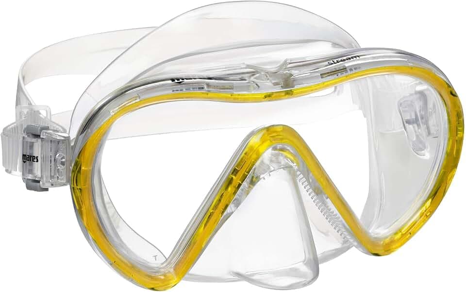 Mares Stream – Taucherbrille Erwachsene mit Einzellinse aus gehärtetem Glas, niedrigem Profil, Siliter-Dichtlippe, EZ Adjust 360° Schnallen