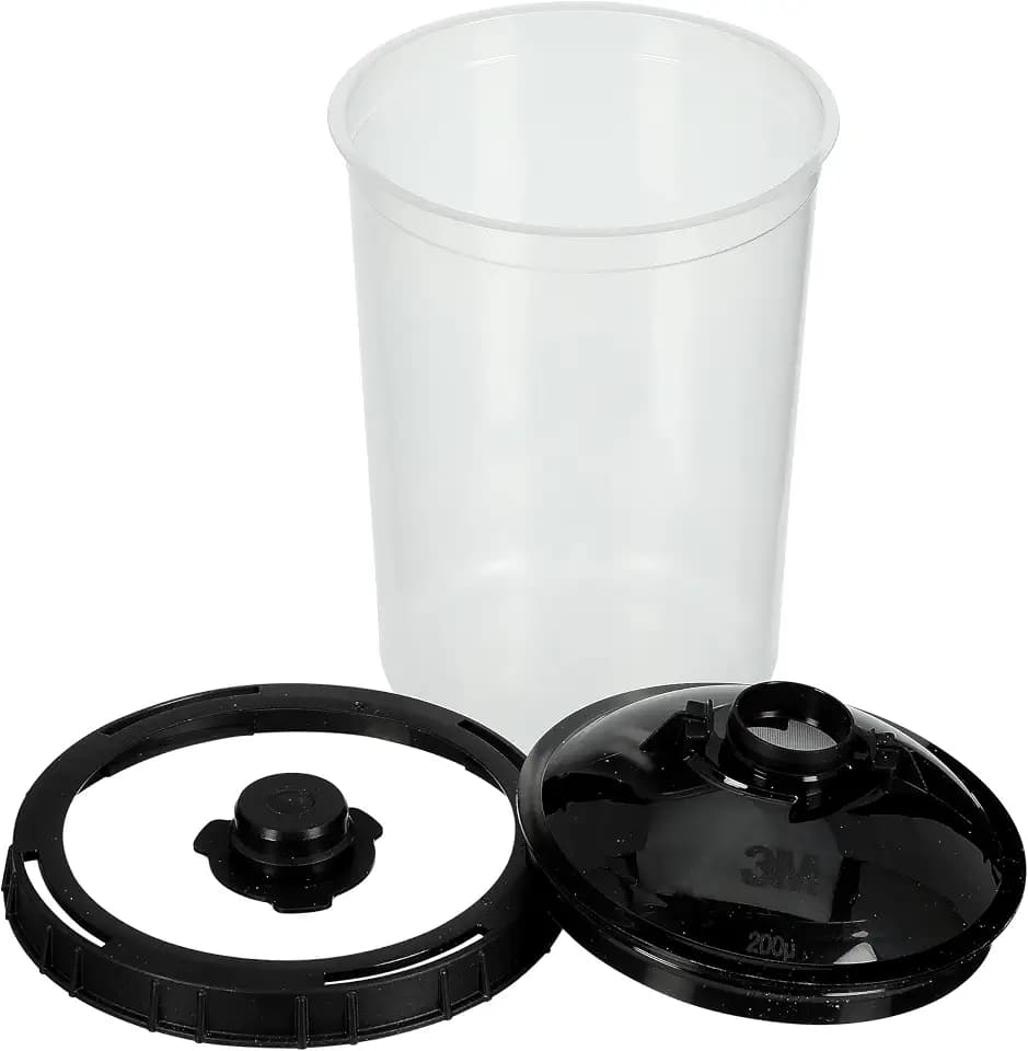 3M PPS Basic Series Lid and Liner Kit, PBL200, Large, 28 fl oz, 200 Micron Filter, 50 Lids, 50 Liners, 16 Sealing Plugs, 1 Re-useable Collar, Disposable Paint Spray Cup System