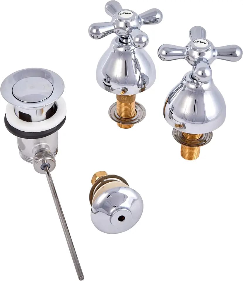 Paini Liberty 306 Wasserhahn, batteriebetrieben, Bidet-Waschbecken, 3 Löcher, mit Kreuzgriffen, Badezimmer, verchromt, Design Liberty, komplett in Italien hergestellt und verarbeitet