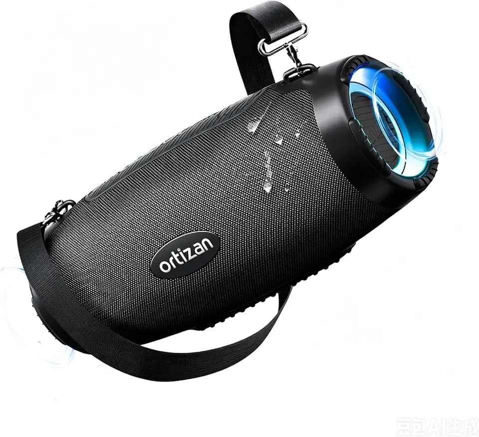 Ortizan Outdoor Bluetooth Lautsprecher, tragbare Musikbox mit 80 W Sound, LED-Licht, IPX7 wasserdicht, 12 Std. Akku, Extra Bass, Powerbank-Funktion, Stereo-Pairing