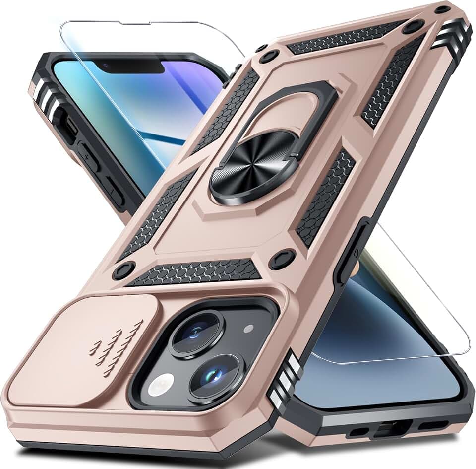 for iPhone 14/iPhone 13 Phone Case Built in Slide Camera Lens Cover