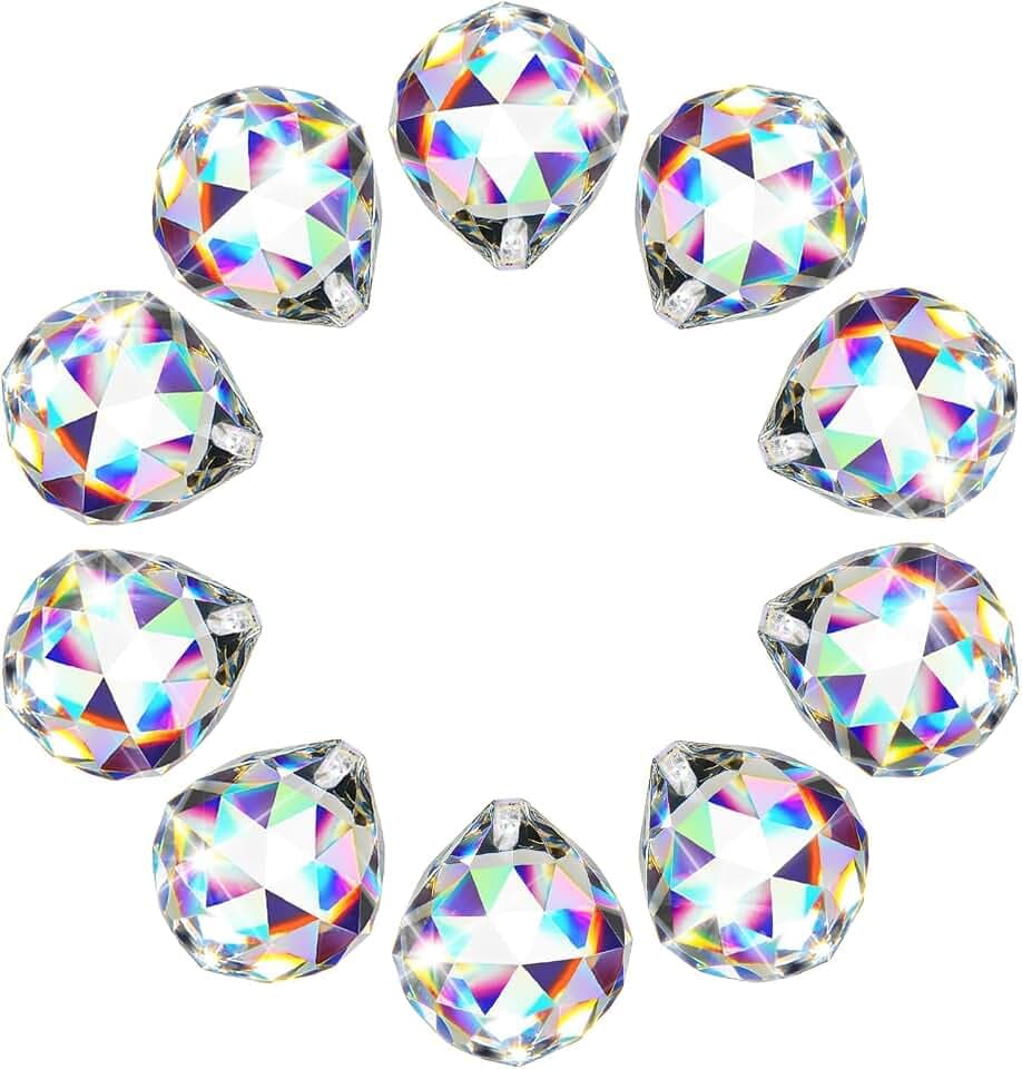 Sonnenfänger Kristall,10Stück 40mm Prisma Lichtfänger zum Aufhängen