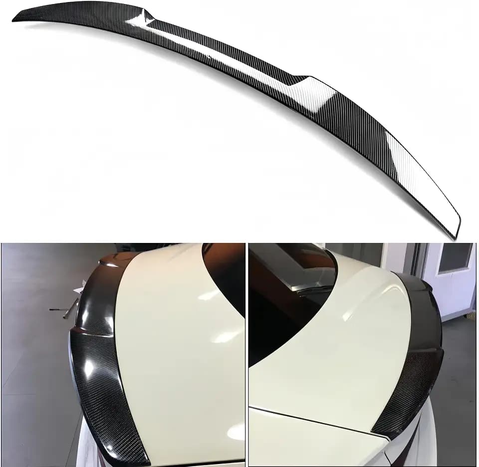 Rear Trunk Spoiler Compatible with Audi 2014-2020 A3 S3 RS3, High Kick M4 Style Duckbill Spoiler Fits for 14-20 Sedan 4 Door, Exterior Spoiler Wing Lip (Carbon Fiber Pattern)