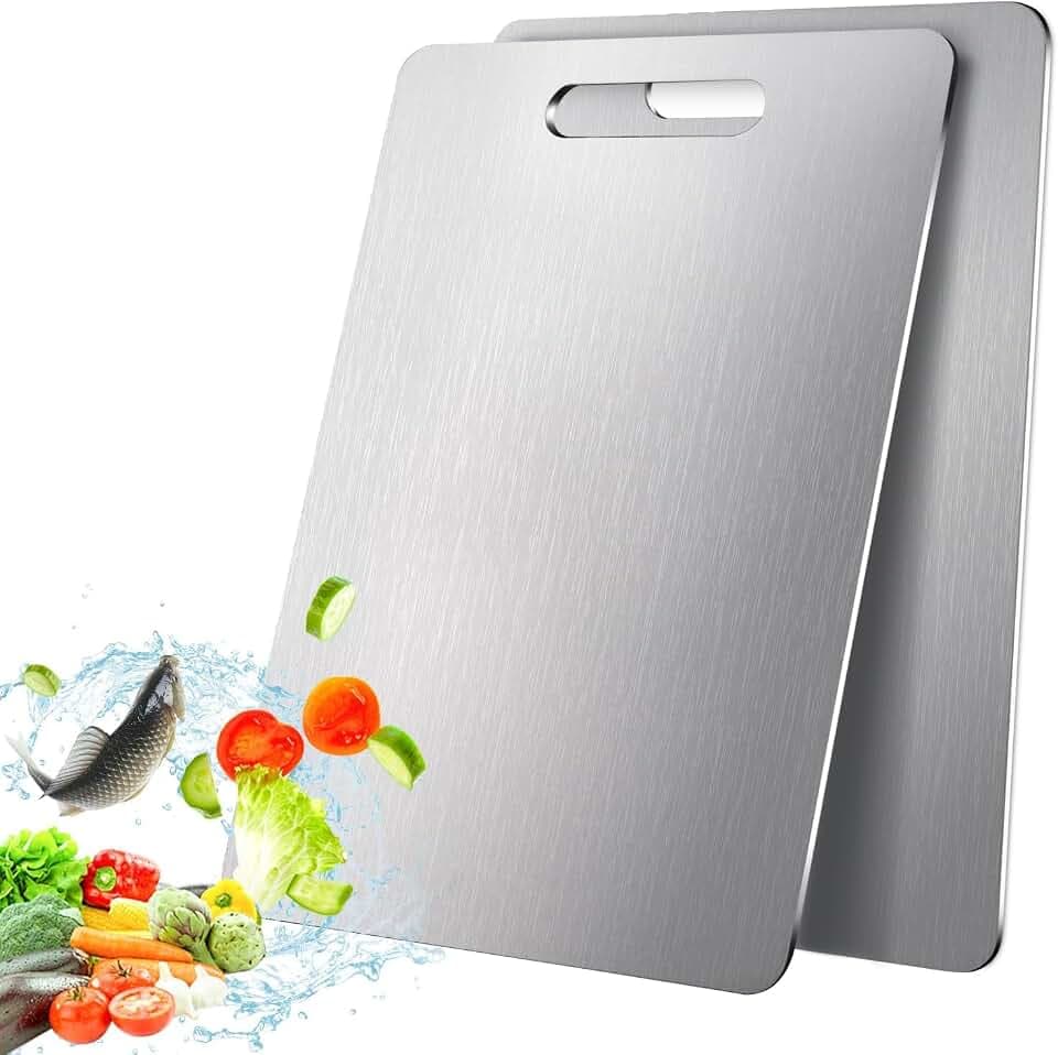Titan Schneidebrett,S316 Schneidebrett-Edelstahl,Titanium Cutting Board,Doppelseitiges Schneide-brett in Lebensmittelqualität,für Fleisch,Obst,Gemüse(S) (23x34cm)