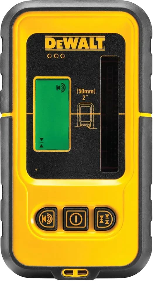 DEWALT Empfänger für rote Linienlaser (zur Lokalisierung ausgehender Laserstrahlen bis 50 m Entfernung, mit optischen und Akustischem Signal, Betrieb mit 9 Volt Batterie) DE0892-XJ