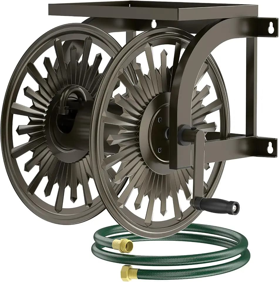 GOFORWILD Wall Mount Garden Hose Reel, Holds 200-Feet of 5/8-Inch Hose