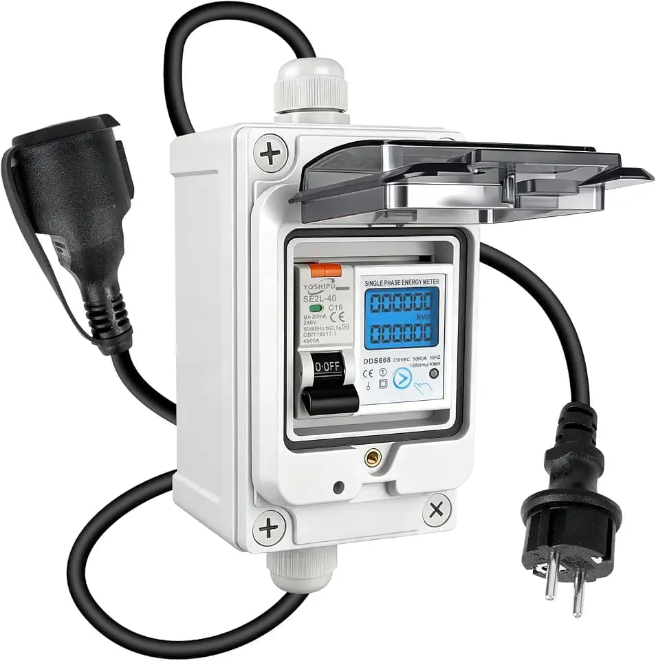 3 Phasen 16A 230V Mobiler Digitaler Stromzähler mit CEE Stecker/Kupplung