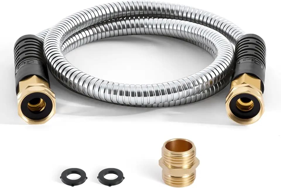 Cesun Female to Female Garden Hose 3 ft, Metal Short Water Hose, 3ft x 5/8"