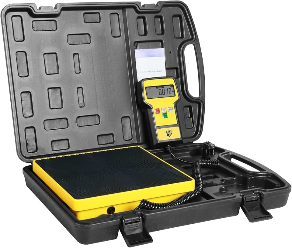 220 LBS HVAC Freon Scale High Precision Charging Refrigerant Scale Weight Scale with Portable Case for All Refrigerant Recovery Tanks