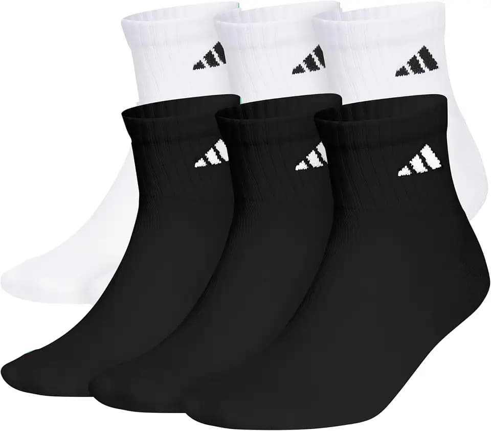 adidas Men's Athletic Cushioned Quarter Ankle Socks 6 Pairs