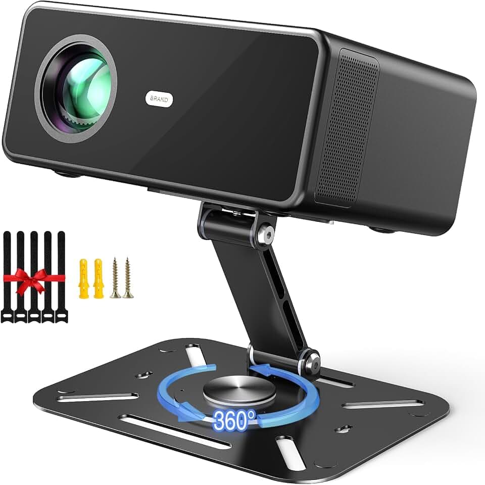 DAWASAPAT Desktop Projector Stand, Table Projector Mount Adjustable Angle with 1/4" Screw, 360°Adjustable Projector Stand for Home Office Studio, Mini Projector Holder Bracket with Cable Ties