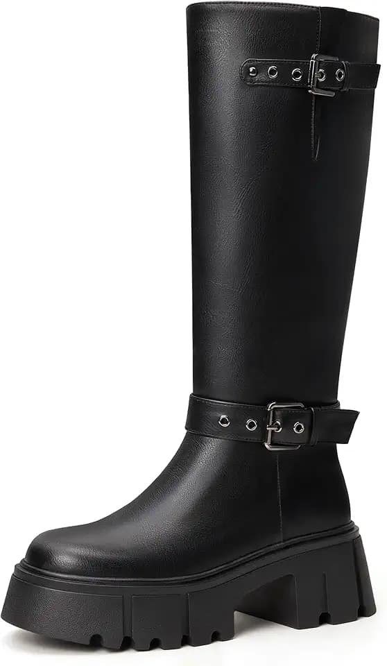 Platform Knee High Boots for Women Chunky Heel Fashion Tall Boots