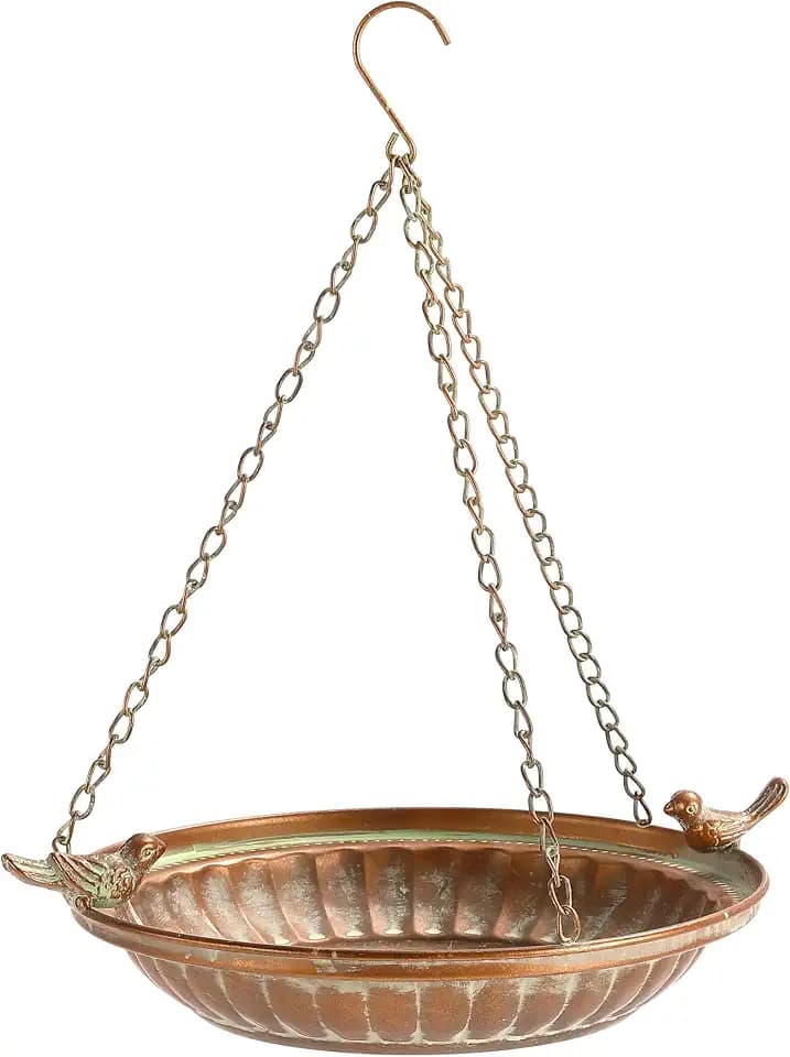 16" Hanging Bird Bath for Outdoors, Metal Bird Bath Bowl
