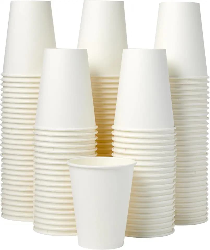Amazon Basics Disposable Paper Cups for Hot and Cold Beverages, 12 ounces, White, 1000 Count