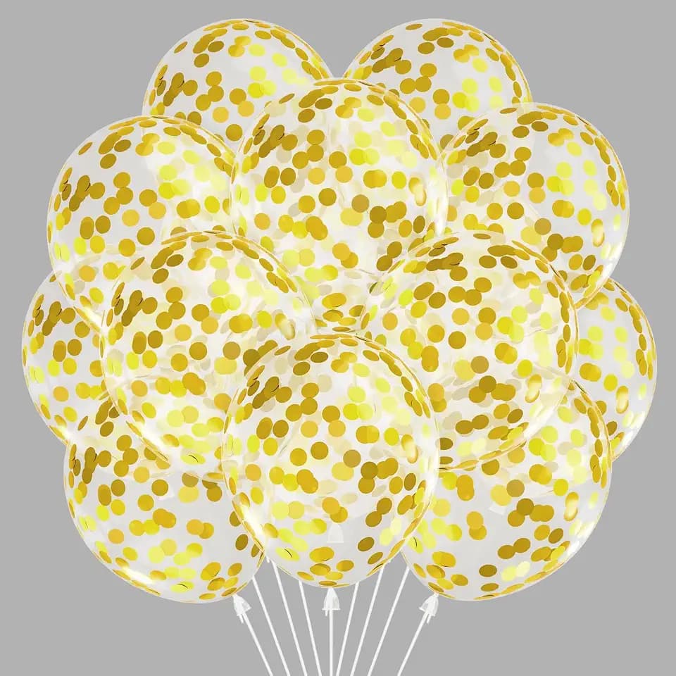 Luftballons Gold Konfetti, 30 Stück Goldene Konfetti Luftballon Set, Pailletten Helium Ballon für Geburtstag Baby Shower Goldene Hochzeit Neujahr Karneval Verlobung Valentinstag Jubiläum Feiern