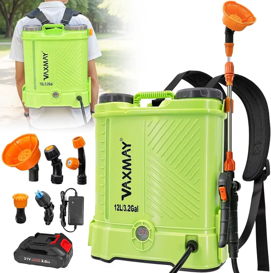 Battery Powered Backpack Sprayer 3.2 Gallon, VAXMAY 80 PSI Electric Garden Sprayer Works with Makita 18V Battery, Weed Lawn Sprayer with Telescopic Wand, 5 Nozzles, 2.0 Ah Battery & Charger Included