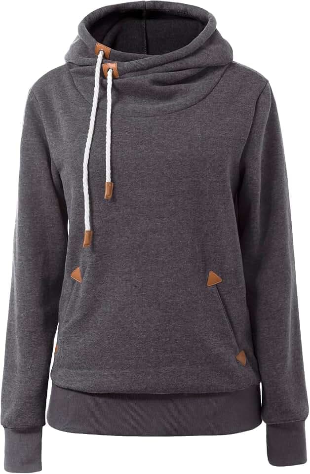 Cindeyar Damen Hoodie Winter Pullover Kapuzenpullover Langarm Baumwoll Mischung Warmer Sweatshirt Kapuzenjacke(107-Grau,2XL)