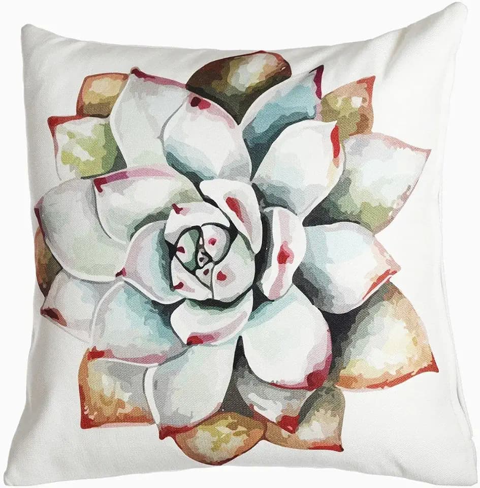 FAB HAB Indoor/Outdoor Kissen - Wurfkissen - recyceltes Polyester – fleckenresistent, maschinenwaschbar - mit Füllung - Terrasse, Wohnzimmer, Veranda, Balkon – Succulent Multi Grün (51 x 51)