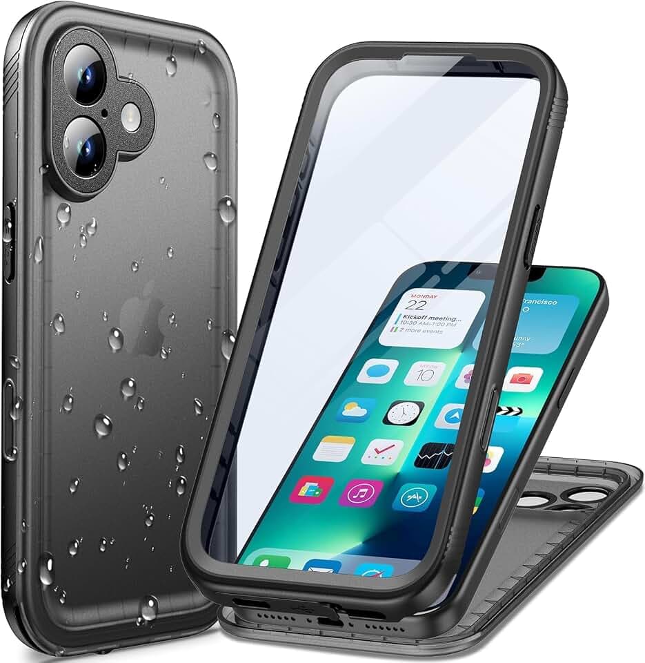 Cozycase for iPhone 17 Waterproof Case Military Heavy Duty Full Body Black