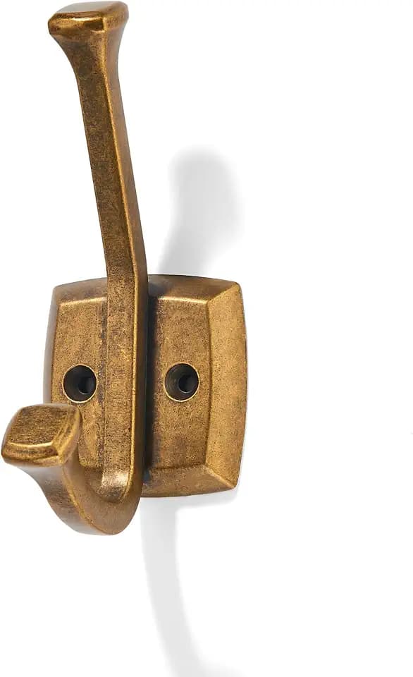 khtumeware 5 Pack 4-3/4 inch Antique Brass Coat Hooks Wall-Mounted Hooks