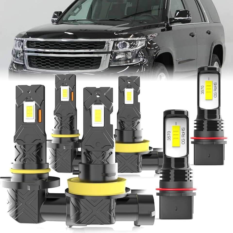 Fit For Chevy Tahoe 2016-2022 light Bulbs, High/Low Dual Beam Fog Lights Combo, Plug and Play, 6 PCS