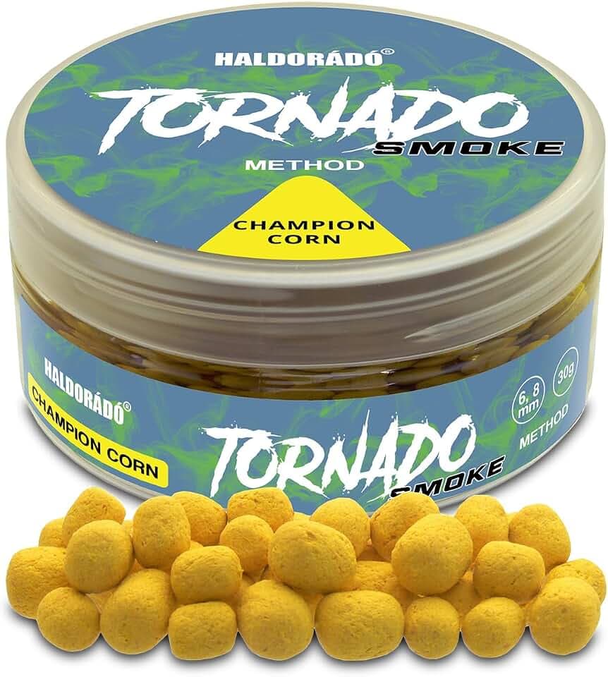 Haldorado Tornado Smoke Method Karpfenköder, Champion Corn Geschmack, 6-8 mm Pellets, 30 g