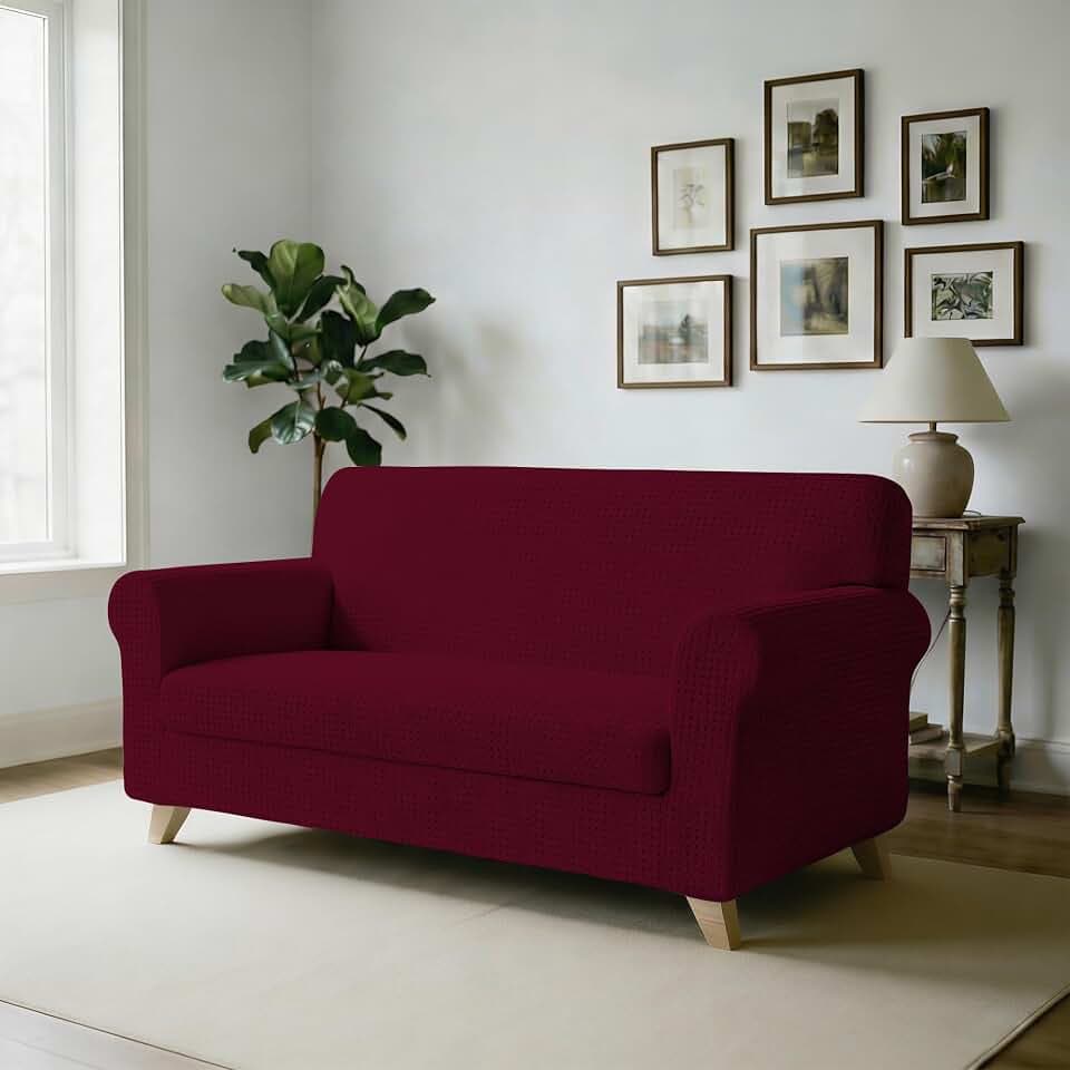 Italian Bed Linen “IRIS” elastische Sofabezug, Couchbezug, Bordeaux, 3 Plätze