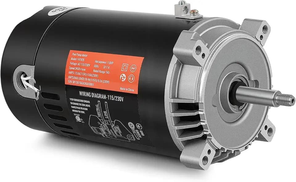 UST1102 Pool Pump Motor - 1HP Single Phase Pump Motors, Round Flange, 60HZ