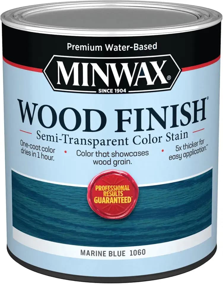 Minwax Wood Finish Water-Based Semi-Transparent Color Stain, Marine Blue, 1 Quart