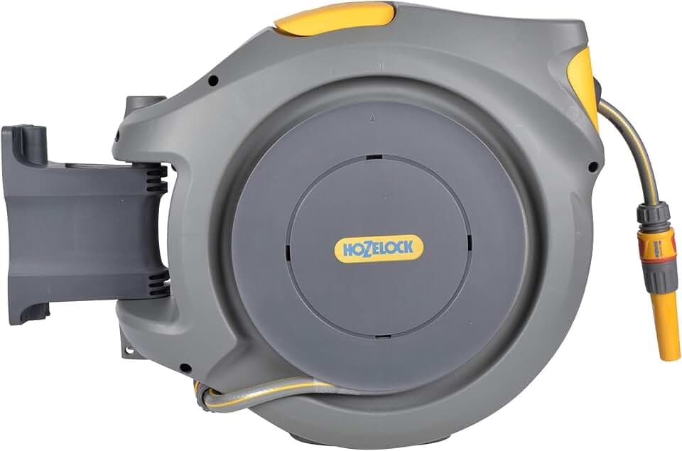 HOZELOCK - Wandschlauchbox Auto Reel 25 M: Automatische Aufrollung. Einfache Installation. Inkl. Schlauchspritze, Anschlüsse, 25 m Hozelock-Schlauch und Befestigung - 5 Jahre Garantie* [2402 0000]
