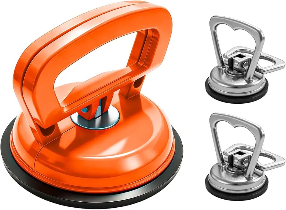 Aluminum Dent Puller, Strong Car Dent Removal Tool, 3 Pack Car Handheld Puller Kit, Suction Cup Dent Puller, Repair Kit for Car Body, Glass, Tiles Lifting (Orange+Silver)