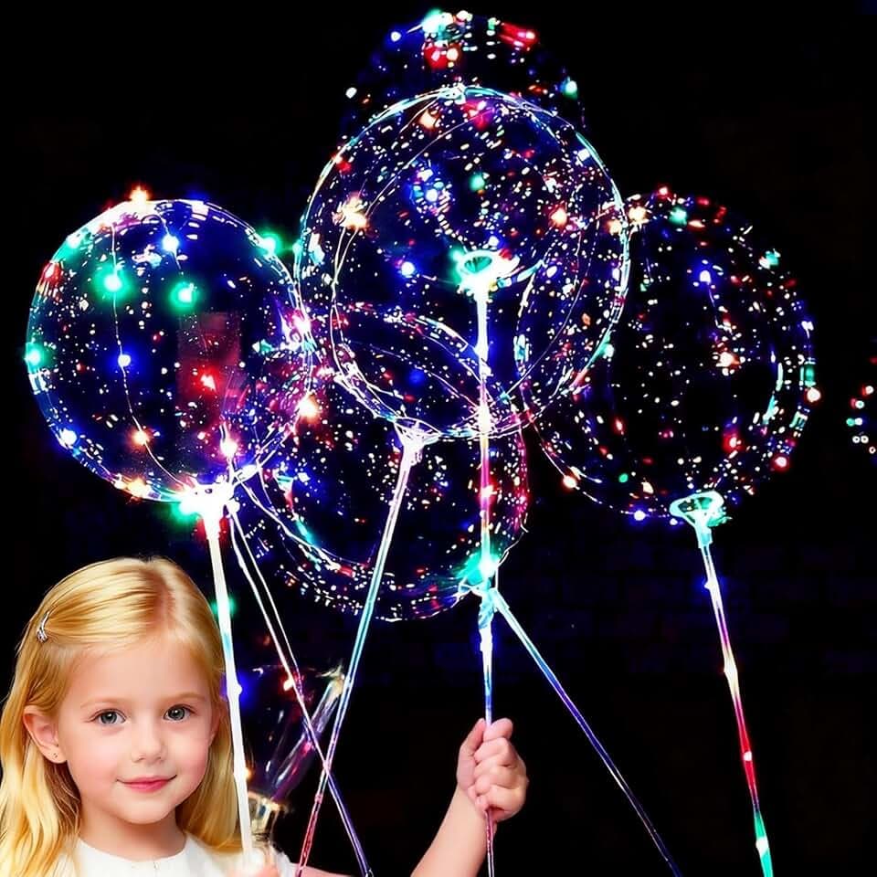 BoBo Luftballons mit LED-Licht, 3 Leuchtstufen, blinkende LED-Lichterkette, 50,8 cm, Luftpumpe, für Weihnachten, Geburtstag, Party, Dekoration, 6 Packungen
