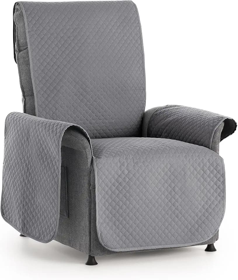 Textilhome Relaxsesselbezug Adele 1-Sitzer Gesteppt Wendbar Universal Grau