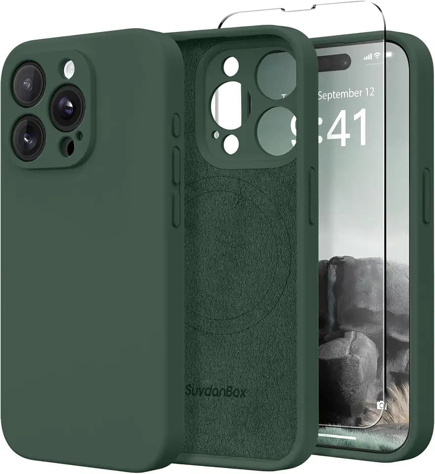 Magnetic for iPhone 15 Pro Case Silicone Alpine Green