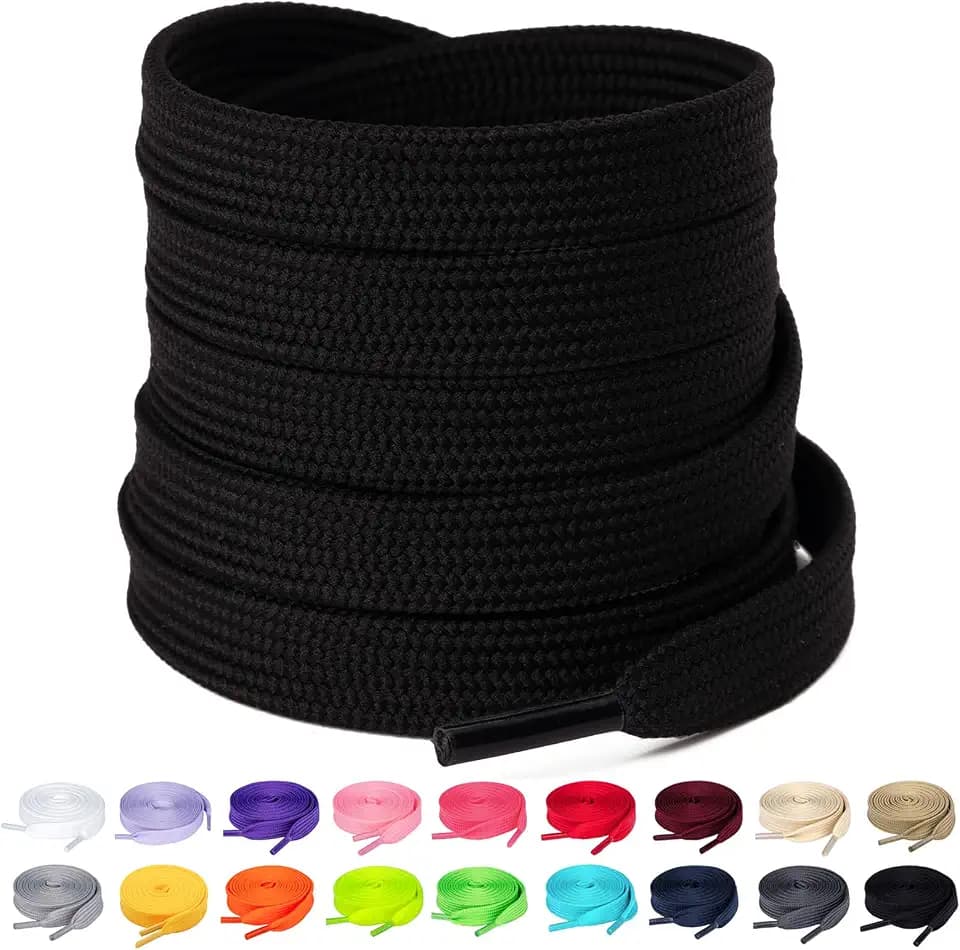 Olukssck 2 Paar Flache Schnürsenkel, langlebig, Ersatz, 10 mm, hochwertig, für Sportschuhe, Stadtschuhe