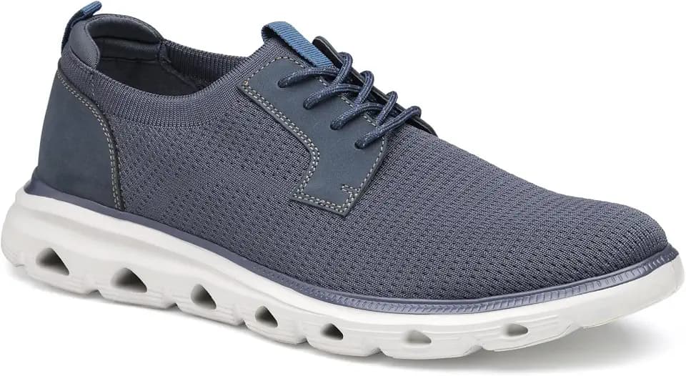 Johnston & Murphy Men's Jenkins Knit Plain Toe Casual Shoe, Navy Textile/Nubuck Trim, 12 M